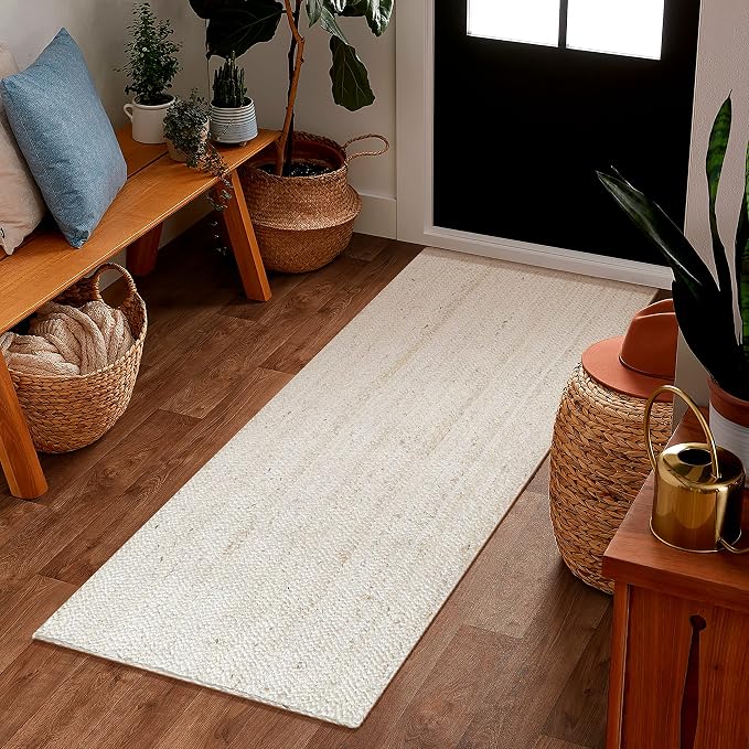 Hausattire Hand Woven Jute Braided Runner, 2x6 ft, Off-White | 100% natural jute - Image 2