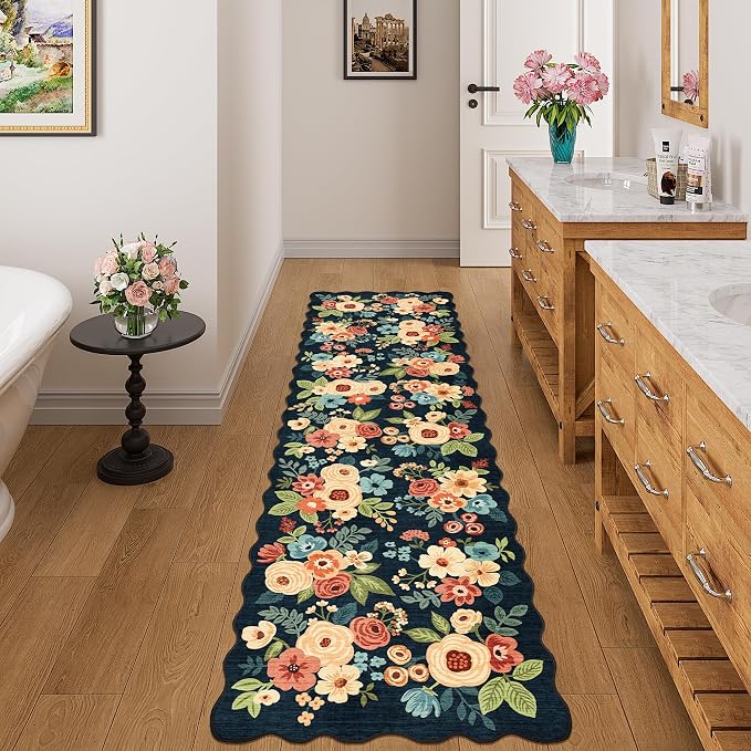 DUKINO 2x7 Runner Rug for Hallway, Floral Washable Kitchen Rug, Stain Resistant - Image 4