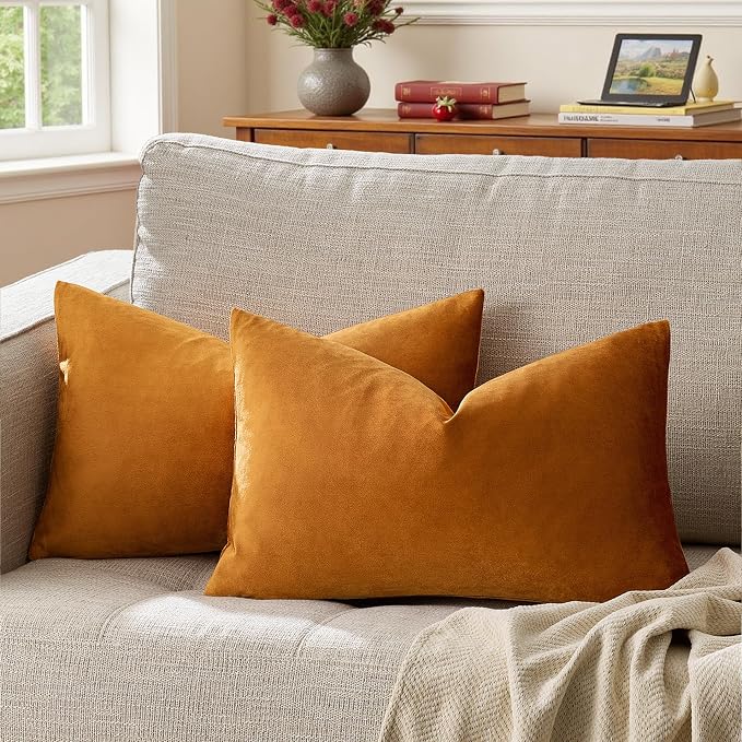 GIGIZAZA Orange Pillow Covers 12x20 Decorative Pillows Pack of 2 | Lumbar Throw - Image 6