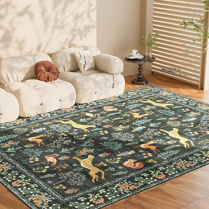 DUKINO 5x7 Area Rugs, Washable Animal Rug - Image 8