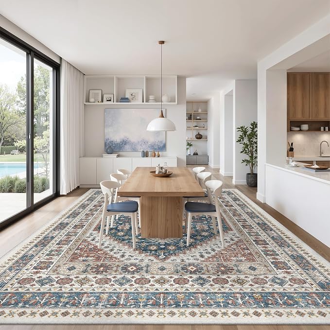 10x14 Area Rugs for Living Room, Large Washable Rug, Dining Room, Low Pile - Image 8