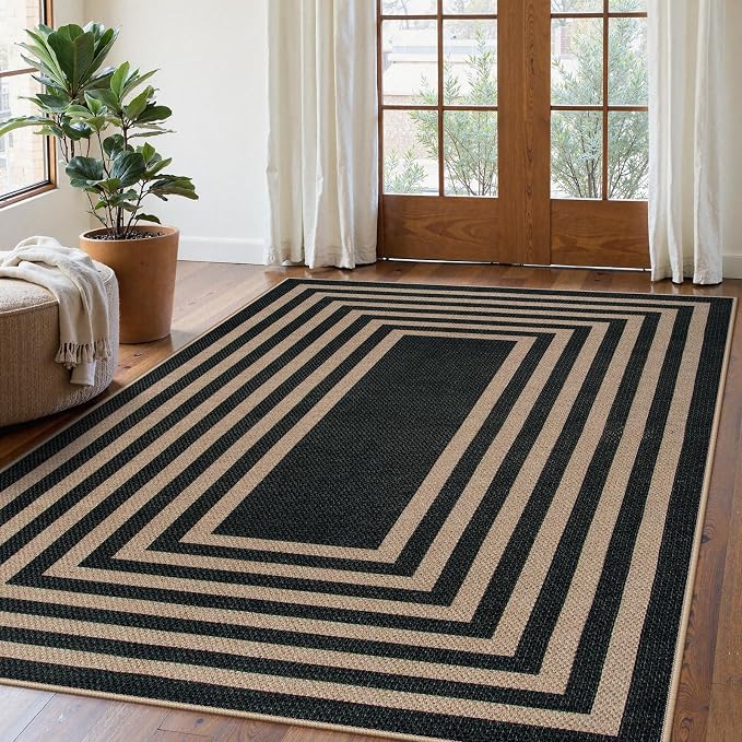 Lahome Modern Geometric Easy Jute Outdoor Rug, 5x7 Patio Living Room Rug | by Lahome