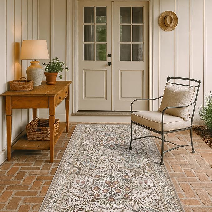 Vintage Moss Green 3x6 Runner Rugs by HazoHaus