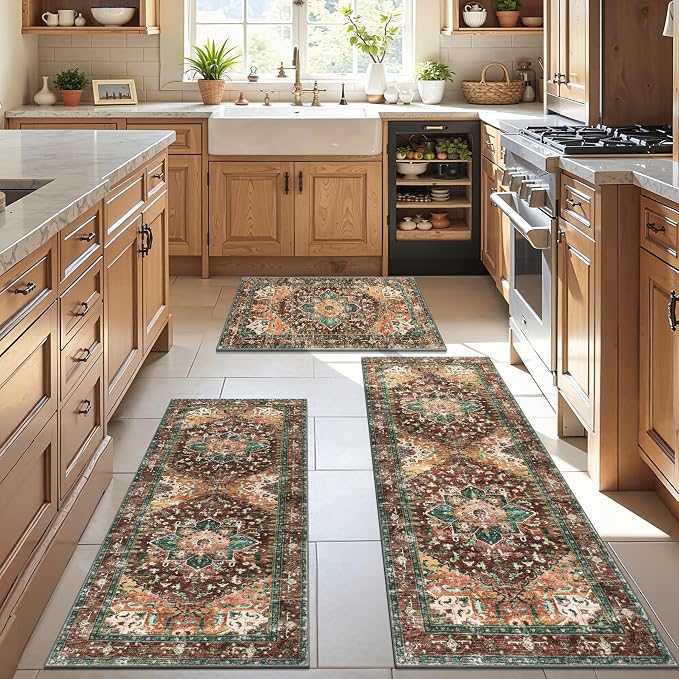 Yamaziot Washable Runner Rug Set of 3, Non-Slip Boho Hallway Kitchen Rug | - Image 6