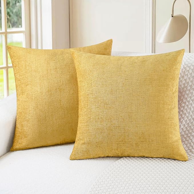 CaliTime Decorative Couch Throw Pillow Covers 24 X 24 Inches Gold | Pack of 2 by CaliTime