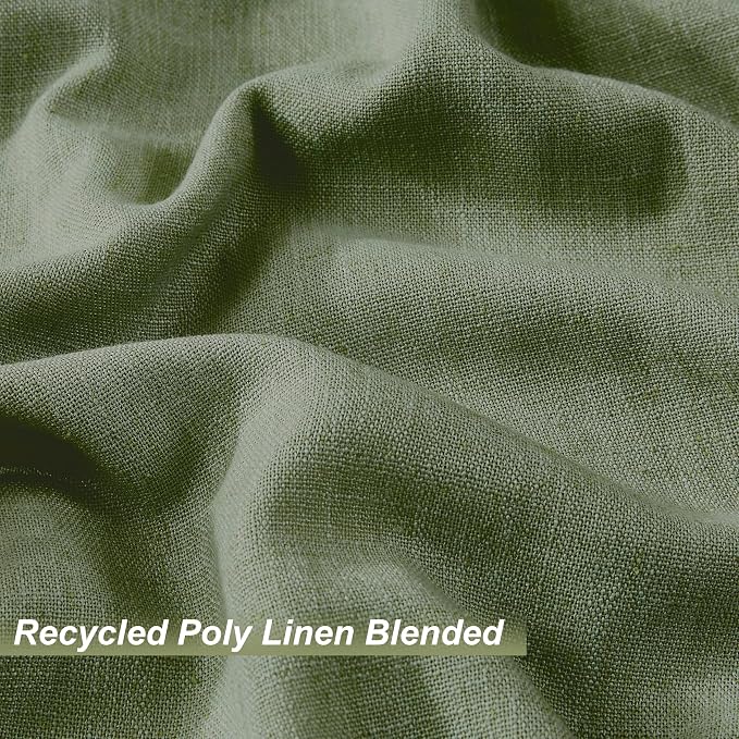 Vision Home Dark Green Pinch Pleated Full Blackout Curtains Linen Blended Room - Image 4
