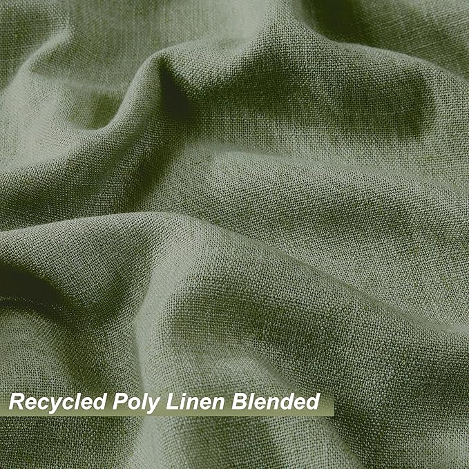 Vision Home Dark Green Pinch Pleated Full Blackout Curtains Linen Blended Room - Image 4