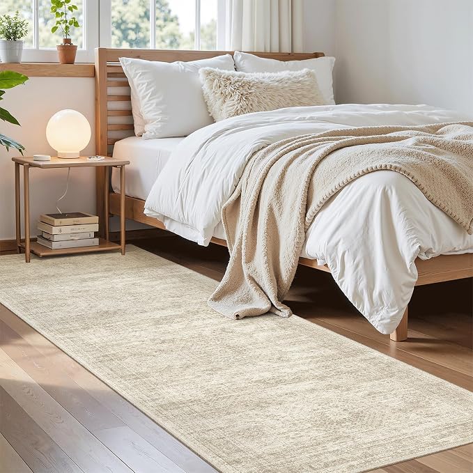 Soalmost Washable Runner Rug 2'6"x8' Kitchen Hallway Runners Beige | Soft - Image 10