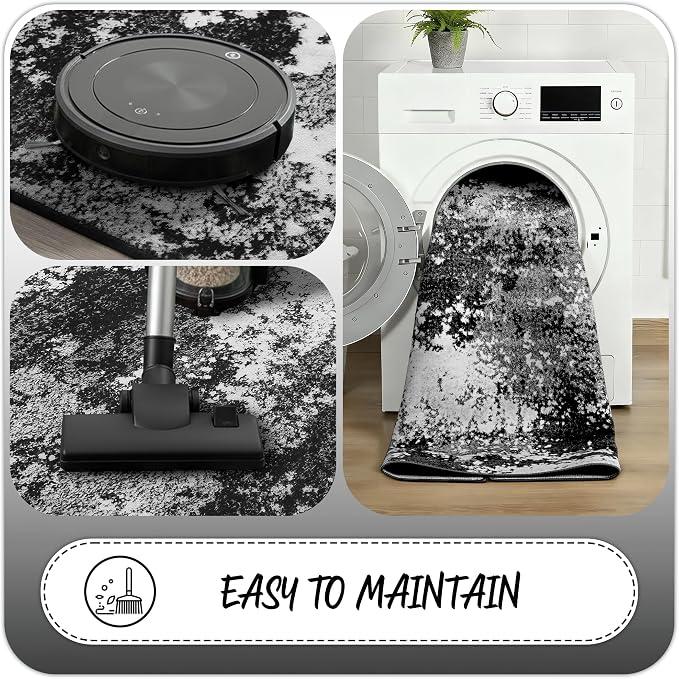 Washable 2x6 Black Runner Rug for Hallway Kitchen Entryway Non Slip | Runner - Image 5