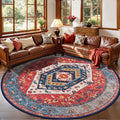 SERISSA 5ft Washable Non Slip Round Round Boho Area Rug by SERISSAHomeDecorCollection