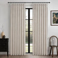 Semi Sheer Natural Linen Greyish Brown Curtains 86 Inches Long 2 Panels Set by PleatedDrapes