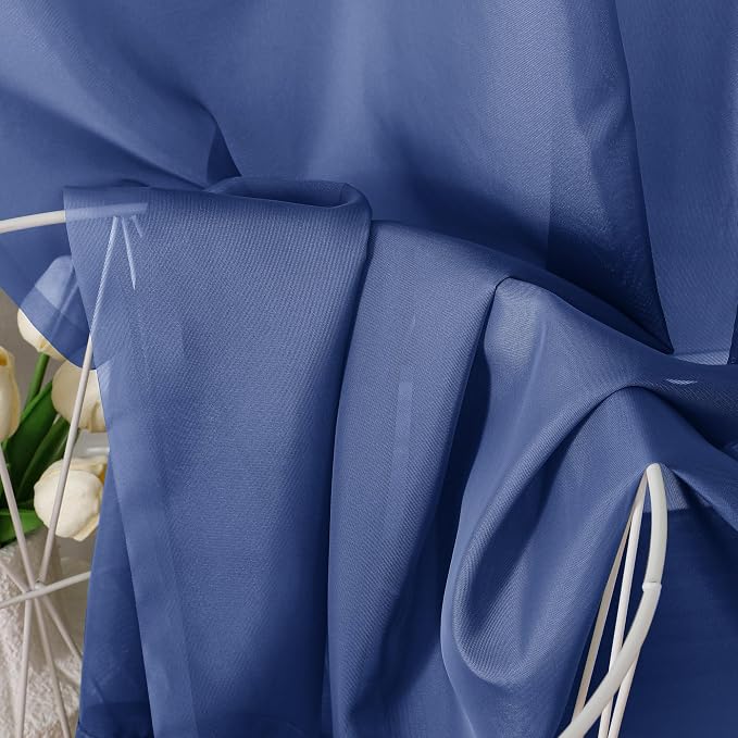 Royal Blue Sheer Curtains 63 Inches Long 2 Panels - Image 3