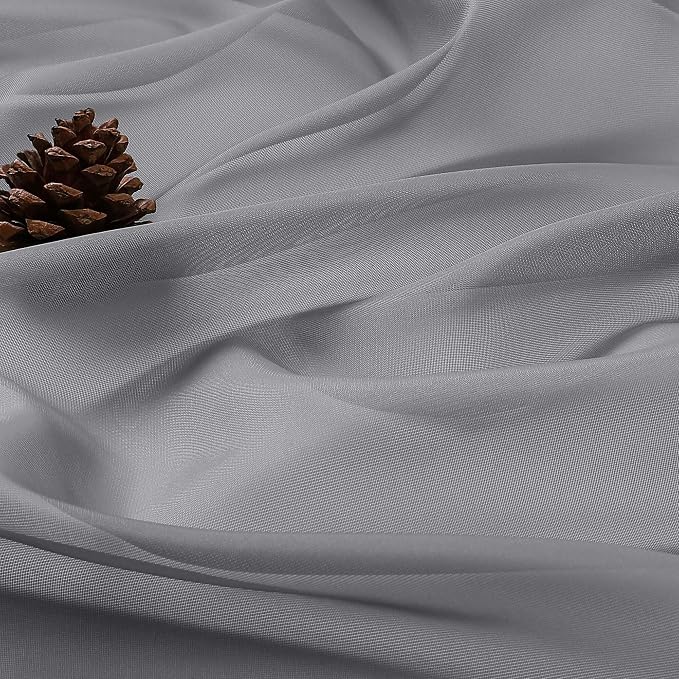Grey Sheer Curtains 120 Inches Long 2 Panels Set, Airy Lightweight Sheer Grey - Image 8