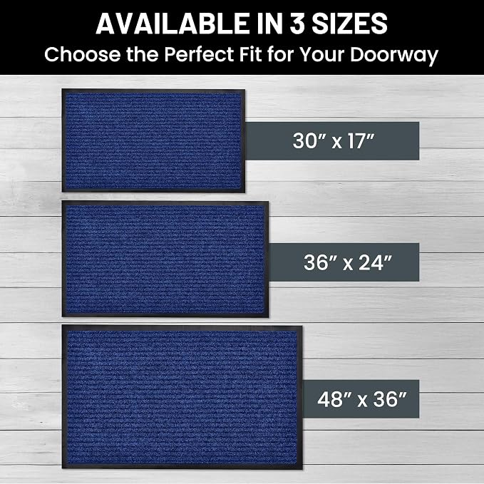 Front Door Mat, Indoor Outdoor Welcome Entryway Entrance Doormat 30x17 Blue | - Image 5