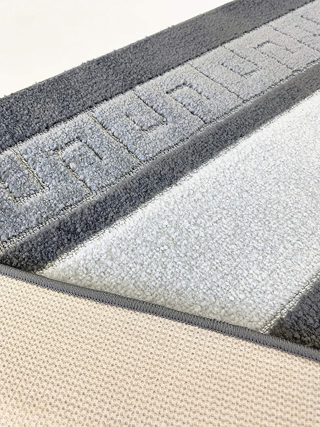 Custom Length Cut to Size Ancient Latin Hellenic Motif Carpet Runner Rug for Hallways, Non Slip Rubber Backed, 31 inch Wide X Customized Length, Greek Key Grey, 31 inch X 25 feet