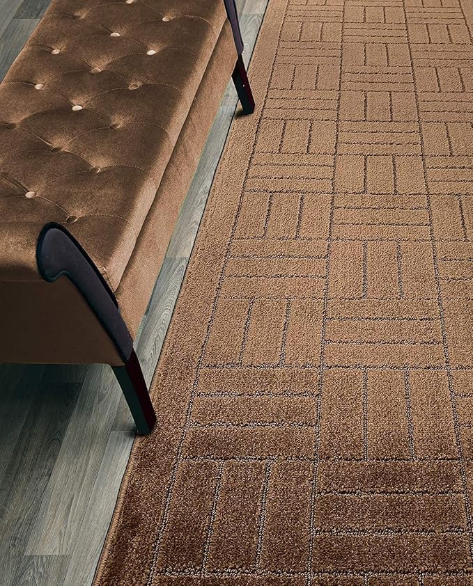 Custom Length Hallway Runner Rug, Slip Resistant, Bricks Brown, 26 Inch X 29 by ORFAHOME