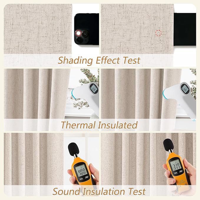 Oatmeal 100% Blackout Curtains 90 Inch Length 2 Panels Set - Image 5