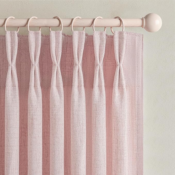 Light Pink Pinch Pleated Curtains 90 Inches Long - Image 2