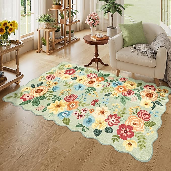 DUKINO 3x5 Area Rugs, Non Slip Floral Washable Rug - Image 3