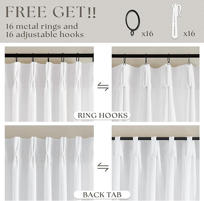 Thick Linen White Curtains 90 Inches Long - Image 5