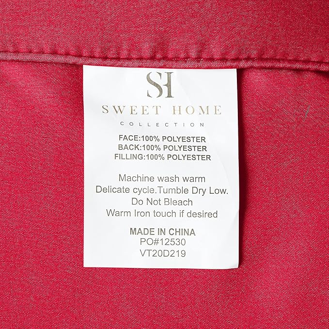 Sweet Home Collection 7 Piece Comforter Set Bag Solid Color All Season Soft Down Alternative Blanket & Luxurious Microfiber Bed Sheets, Red, Full