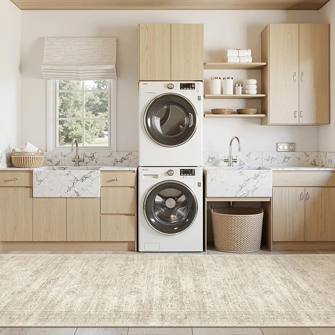 Soalmost Washable 3x10 Hallway Runner Rug Non-Slip Kitchen Entry Rugs Beige | - Image 4