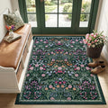 PLHXFR Area Rug Living Room: 3x5 Floral Washable Boho Carpet Dark Green | by PLHXFRSoftAreaRugs