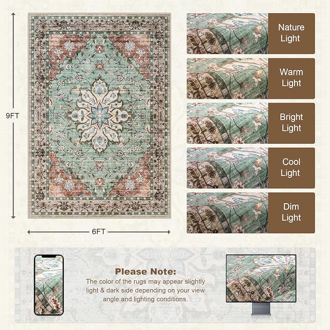 6x9 Area Rugs Living Room: Washable Rug - Image 2