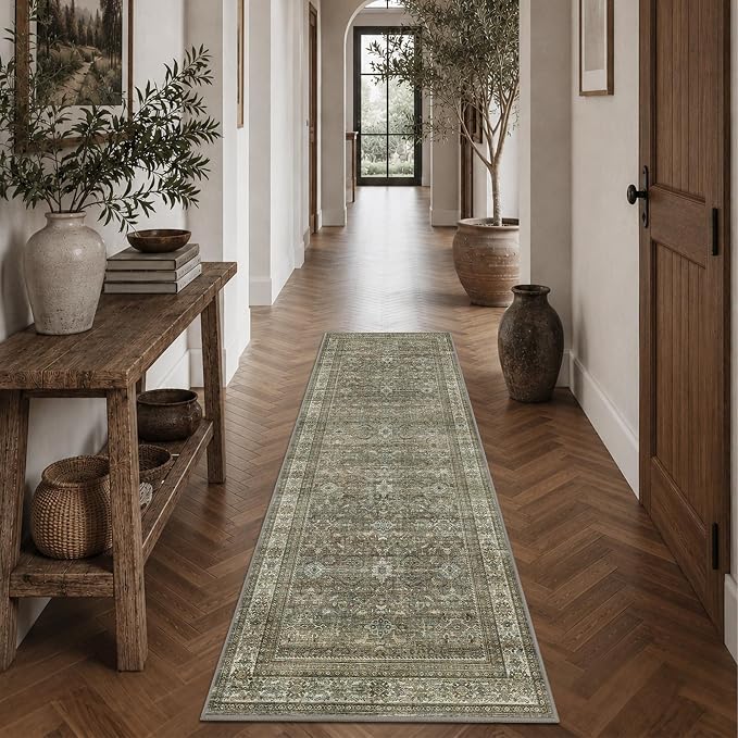Schweek 2x6 Hallway Runner Rug Washable Non Slip Rugs Vintage Brown Grey | by Schweek