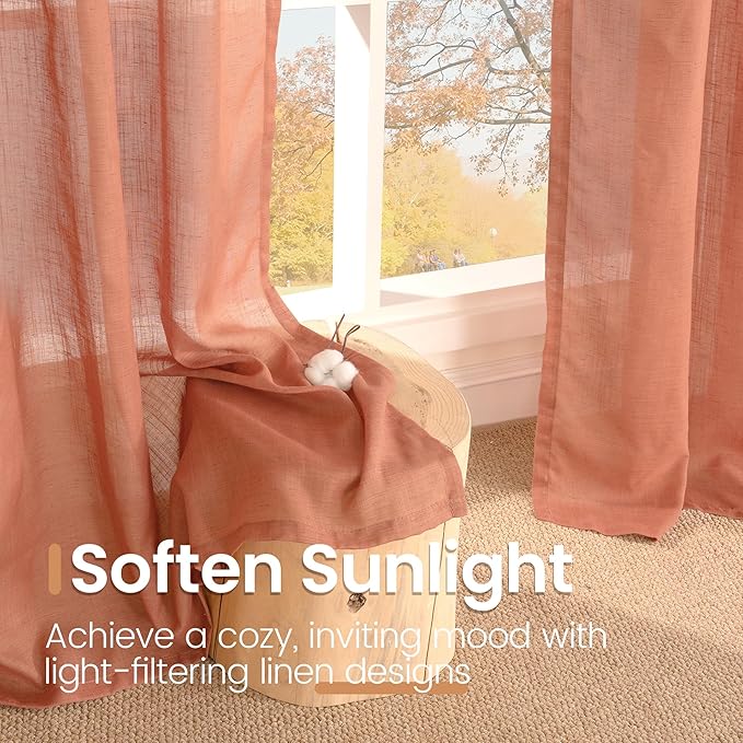 BGment Terracotta Linen Curtains 90 Inch Length - Image 5
