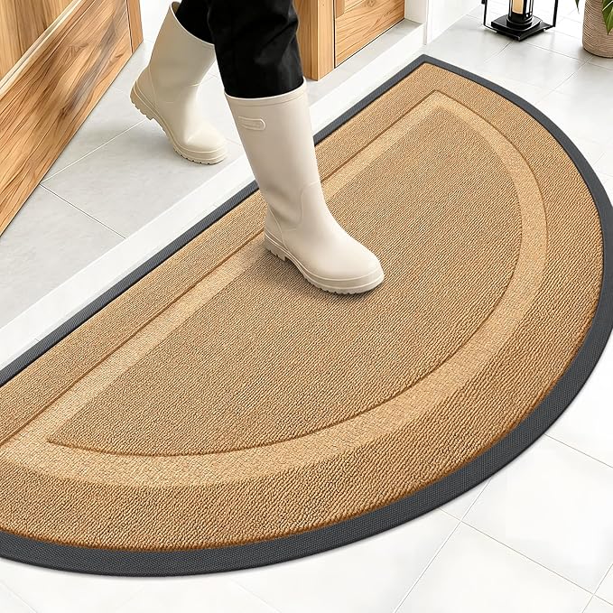 OLANLY Half Circle Front Door Mat Outside 47x23 All-Season Rubber Doormat | by OLANLY