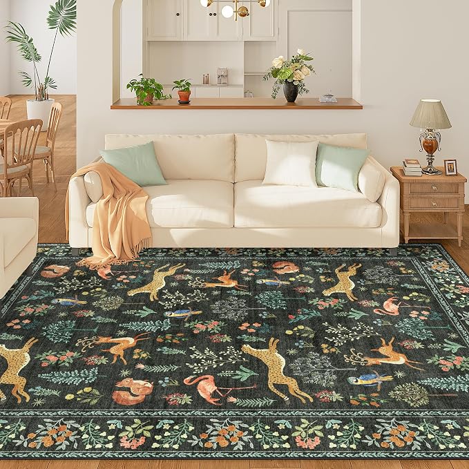 DUKINO 8x10 Area Rugs, Washable Soft Animal Bedroom Rug Non Slip, Low Pile - Image 2