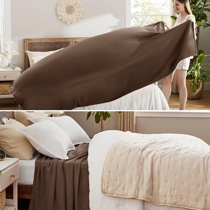 Bedsure GentleSoft 100% Cotton Blanket Queen Size - Image 4