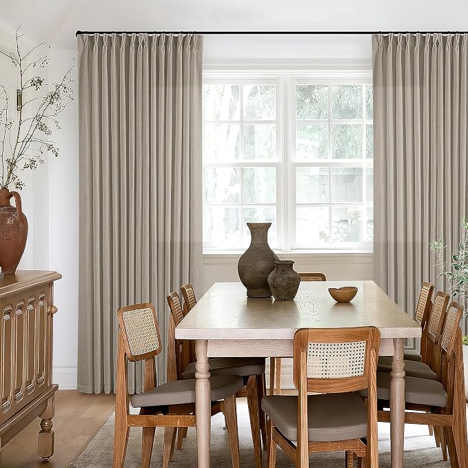 Burlywood Birch Pinch Pleated Thick Linen Curtains 112 Inches Long | 400GSM - Image 7