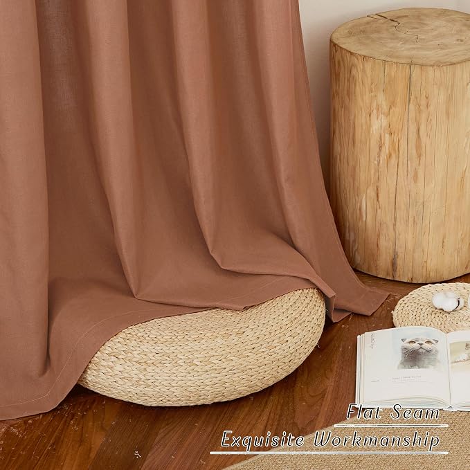 NICETOWN Caramel Linen Curtains - Image 3