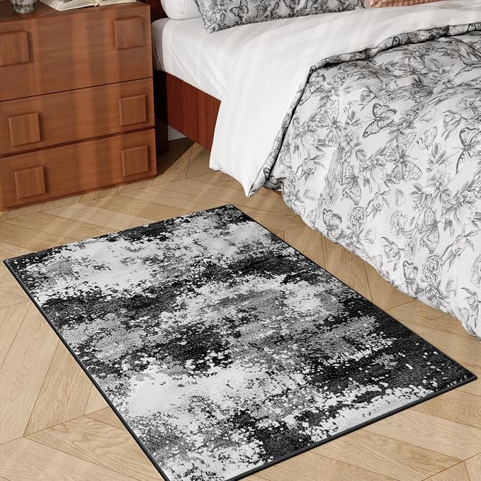 Black Entryway Rug 2x3 Washable Door Mat Indoor Entrance 24x36 | Small Throw - Image 3