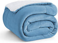 Bedsure GentleSoft Sherpa Fleece Throw Blanket for Couch - Thick and Warm Throw for Women and Men, Soft Fuzzy Plush Blanket for Winter, Washed Blue, 50x60 Inches