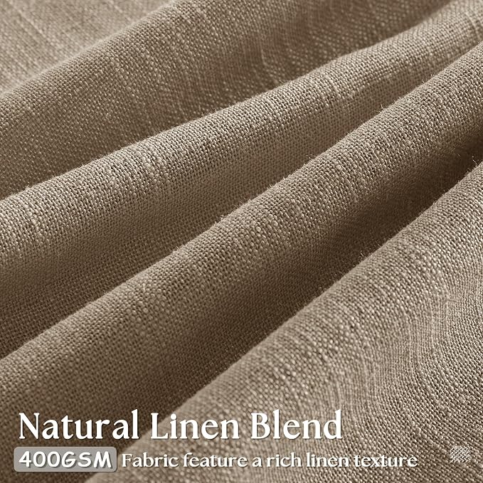 Latte Semi Sheer Pleated Linen Curtains - Image 2