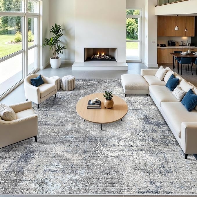12x15 Extra Large Area Rug for Living Room Washable Abstract Rug, sofas and - Image 5
