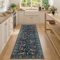 DUKINO 2x7 Runner Rug for Hallway, Washable Kitchen Rugs Non Slip Navy Blue | by DUKINO