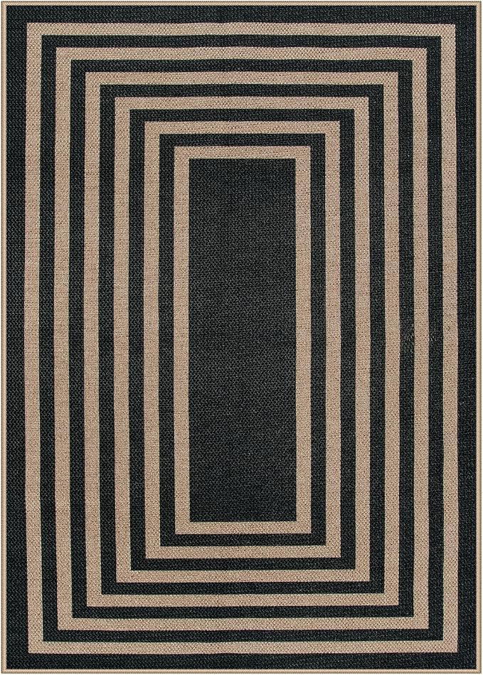Lahome Modern Geometric Easy Jute Outdoor Rug, 5x7 Patio Living Room Rug | - Image 9