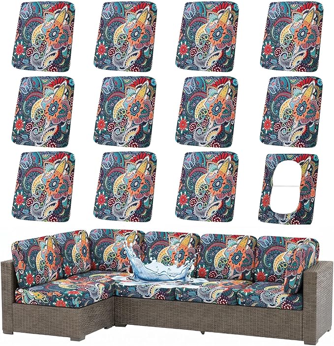 Waterproof Outdoor Cushion Covers, Stretch Patio Slipcovers | UV Resistant by hyha