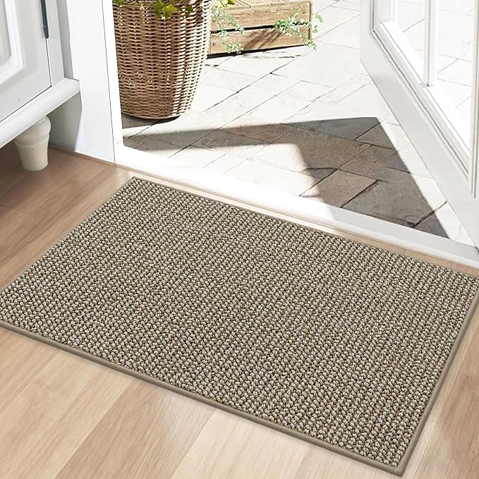 BEQHAUSE Dirt Trapper Door Mat 20" x 32", Non-Slip Washable, Light Beige | by BEQHAUSE