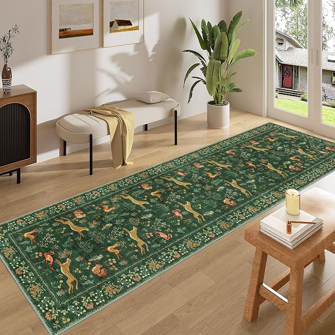 DUKINO 2x8 Washable Runner Rug, Non Slip Animal Kitchen Runner Rug, Low Pile - Image 3