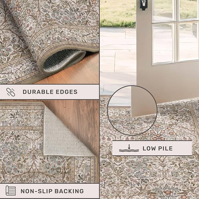 Moss Green 2x5 Bathroom Rug Runners Non Slip Washable - Image 4