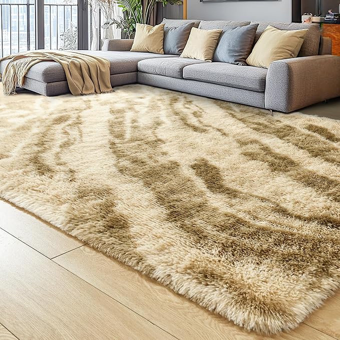 4x6 Khaki Fluffy Soft Area Rug Non-Slip by ModernHomeDecor