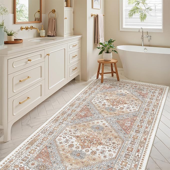 4x8 Rugs for Bedroom Vintage Wide Runner Rug for Hallway, Low Pile Soft - Image 8
