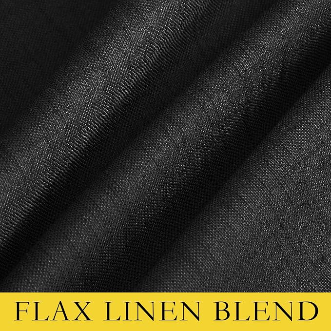 NICETOWN Black Truly Blackout Linen Blend Flax Drapes - Image 9