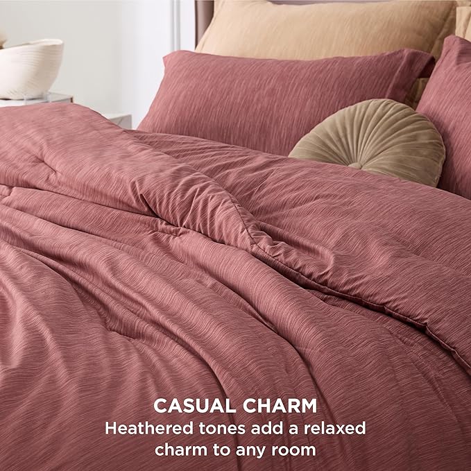 Bedsure Full Comforter Set - Pink Clay Soft Bedding for All Seasons, Cationic Dyed Bed Set, 3 Pieces, 1 Full Size Comforter (82"x86") and 2 Pillow Shams (20"x26"+2")