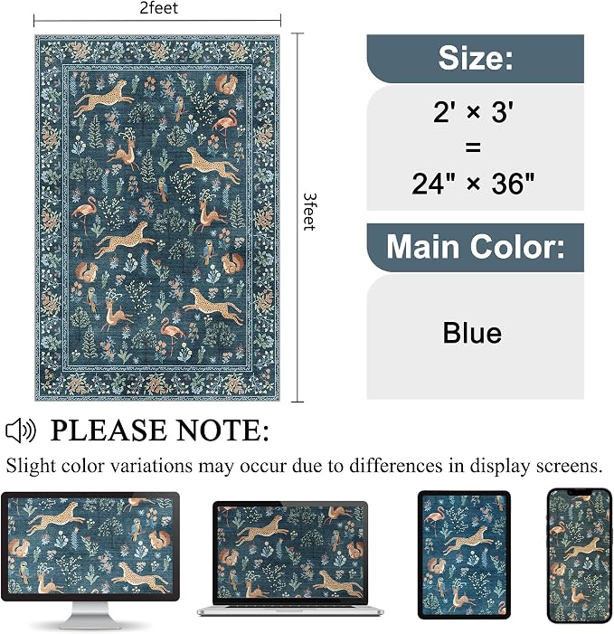 DUKINO 2x3 Entryway Rug, Washable Door Mat Animal Rug - Image 2